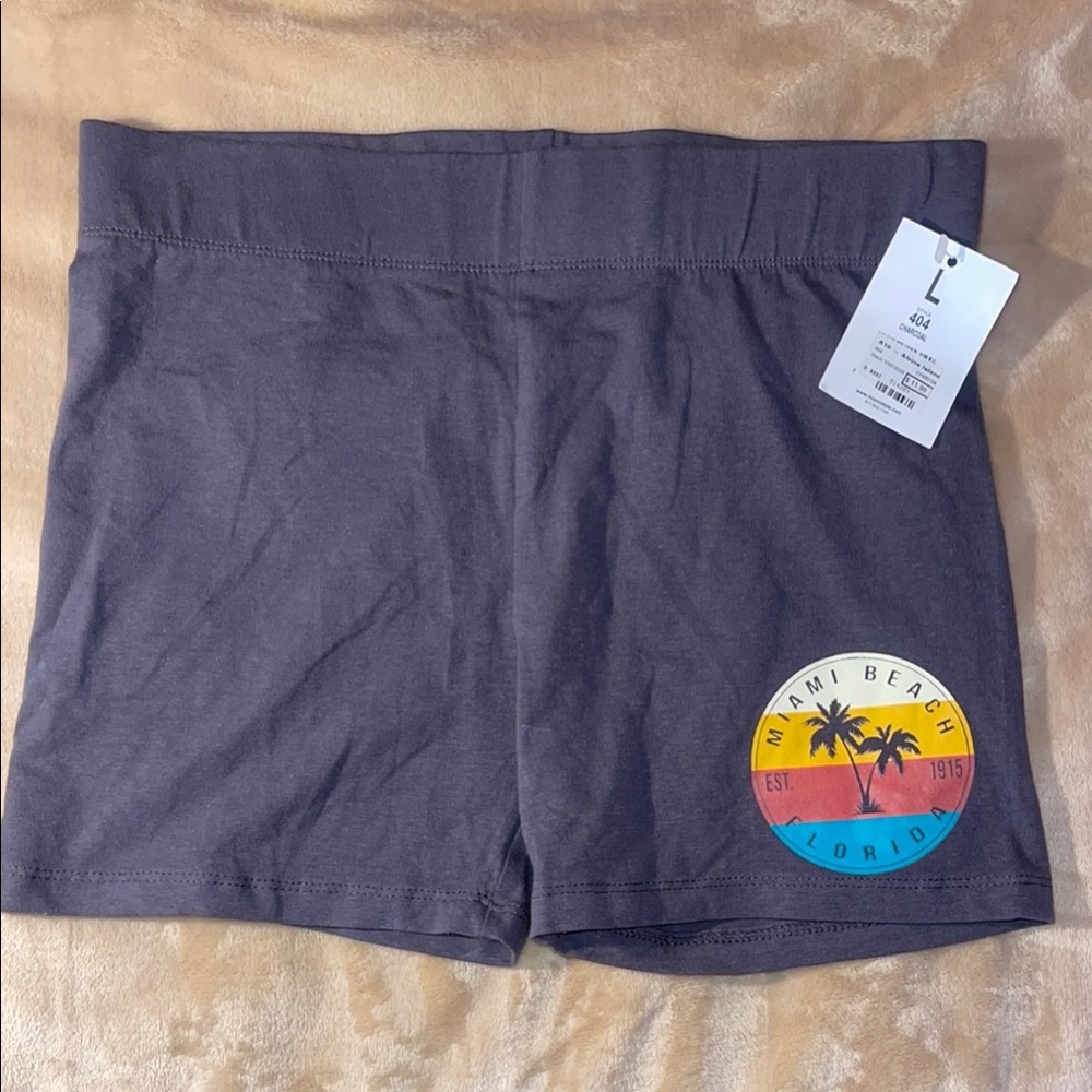 H&M Gray and Yellow Bike Shorts with Elastic Waistband